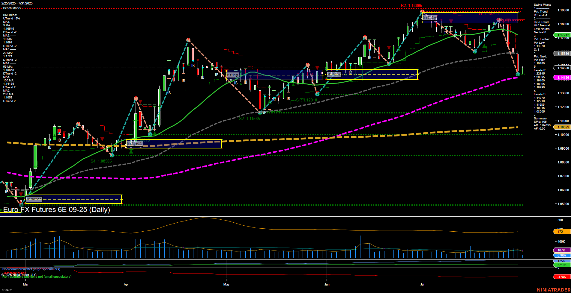 6E Euro FX Futures Daily Chart Analysis: 2025-Jul-31 07:01 CT