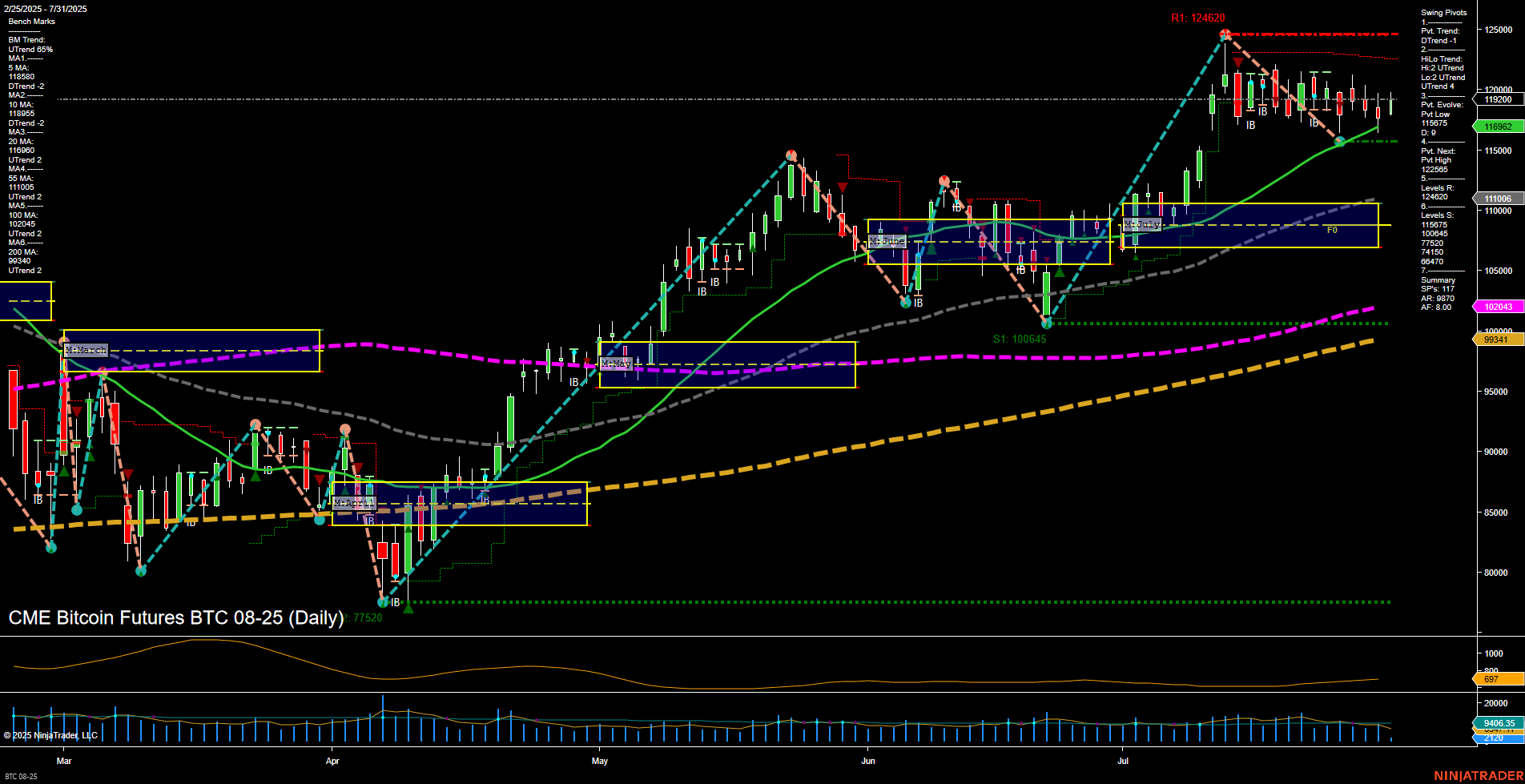 BTC CME Bitcoin Futures Daily Chart Analysis: 2025-Jul-31 07:02 CT