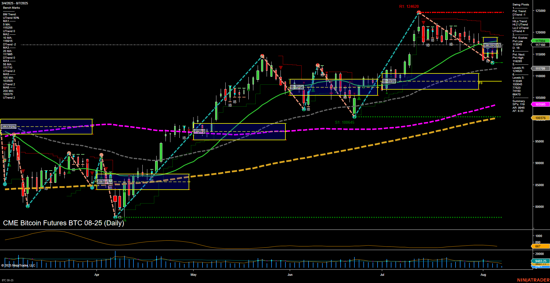 BTC CME Bitcoin Futures Daily Chart Analysis: 2025-Aug-07 07:03 CT