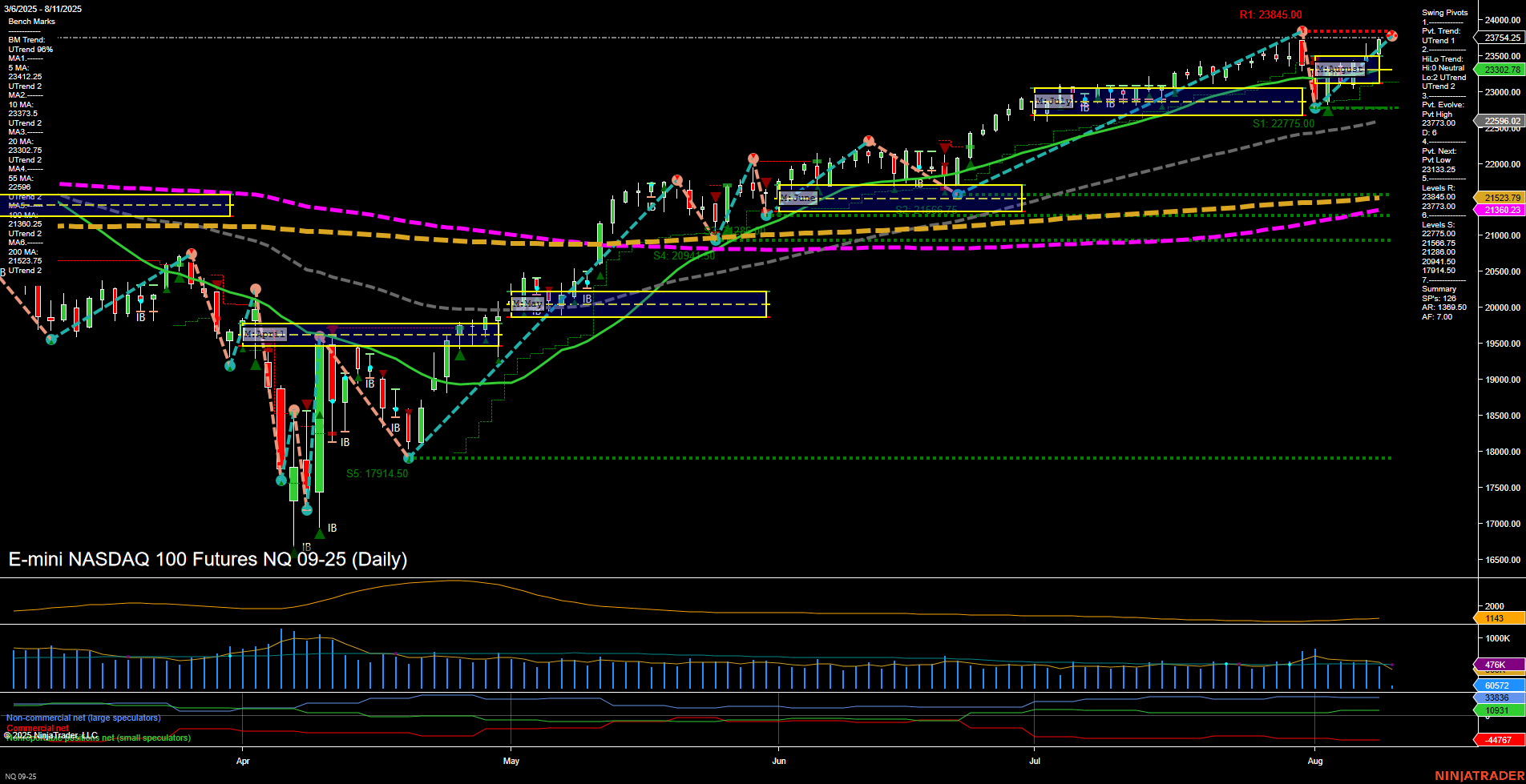 NQ E-mini NASDAQ 100 Futures Daily Chart Analysis: 2025-Aug-11 07:11 CT
