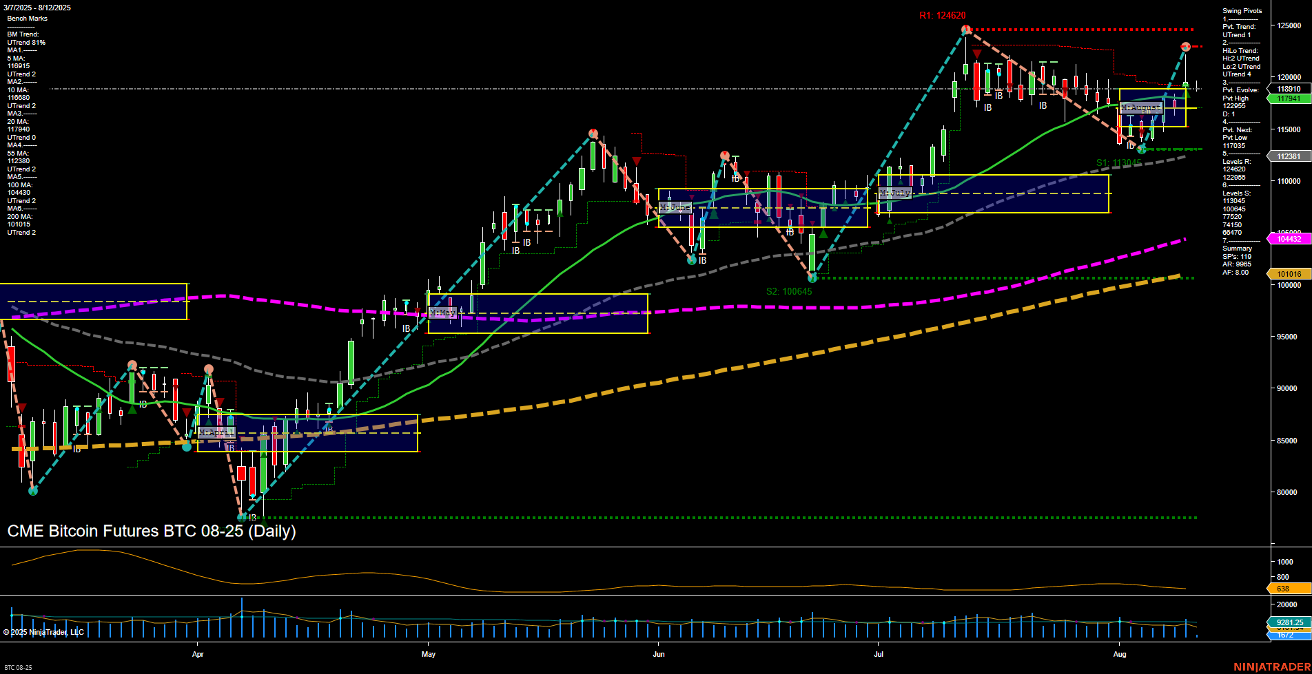 BTC CME Bitcoin Futures Daily Chart Analysis: 2025-Aug-12 07:02 CT