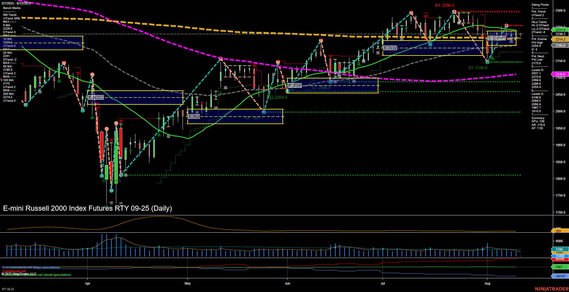 RTY E-mini Russell 2000 Index Futures Daily Chart Analysis: 2025-Aug-12 07:13 CT