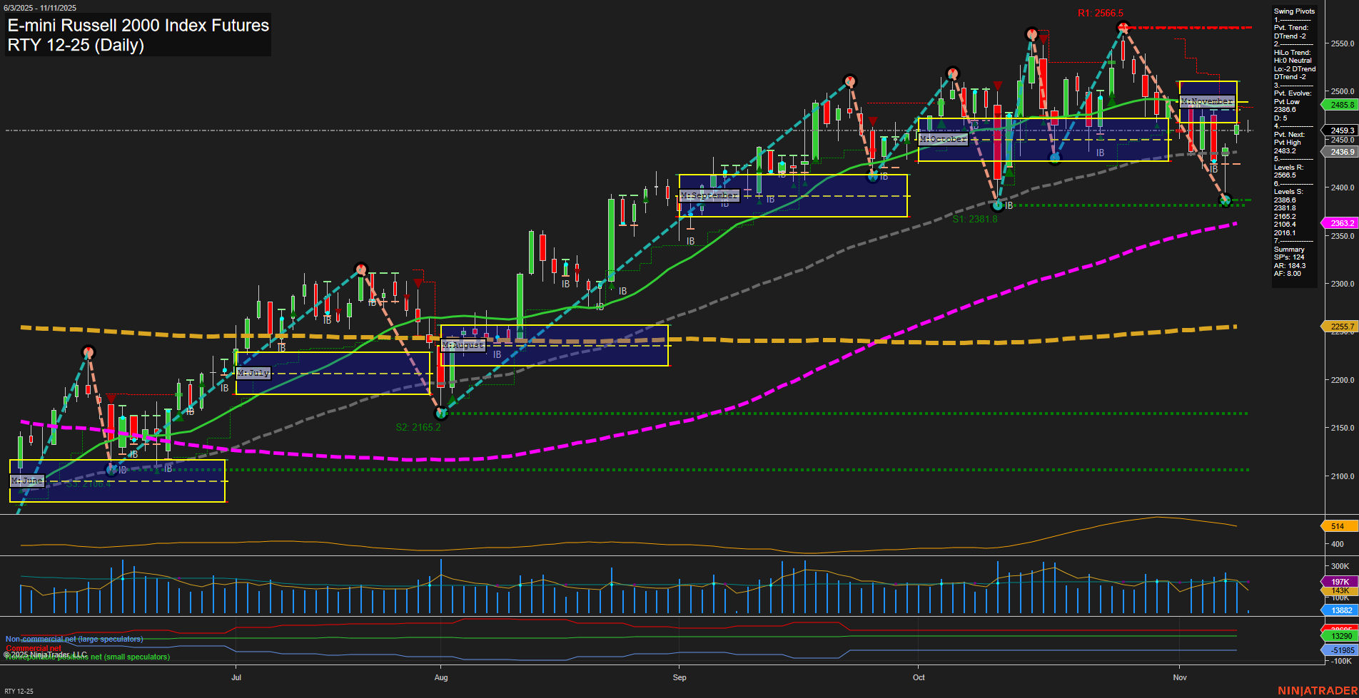 RTY E-mini Russell 2000 Index Futures Daily Chart Analysis: 2025-Nov-11 07:17 CT