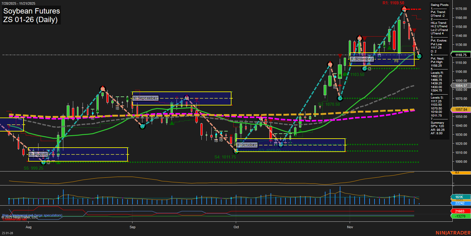 ZS Soybean Futures Daily Chart Analysis: 2025-Nov-21 07:25 CT