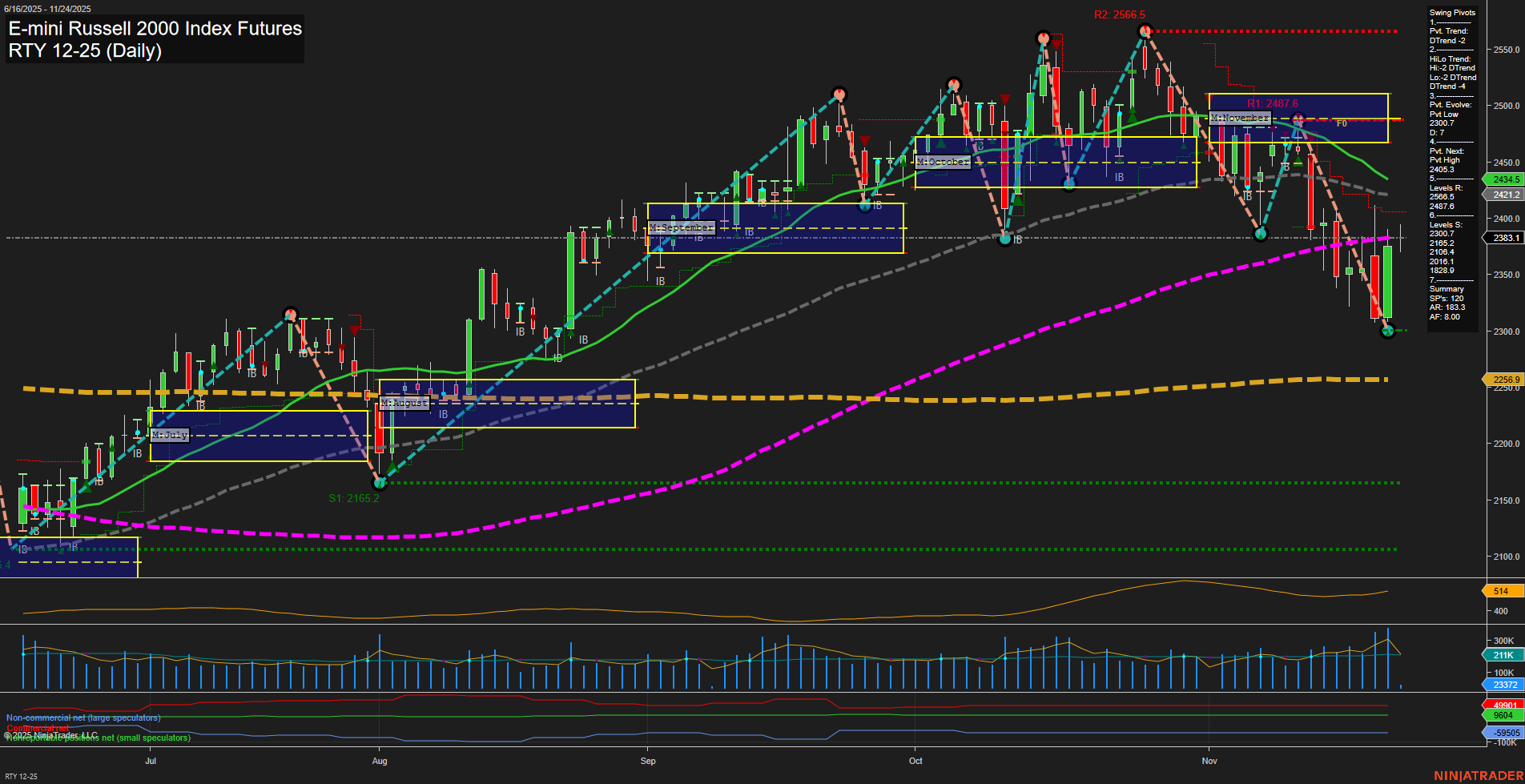 RTY E-mini Russell 2000 Index Futures Daily Chart Analysis: 2025-Nov-24 07:16 CT