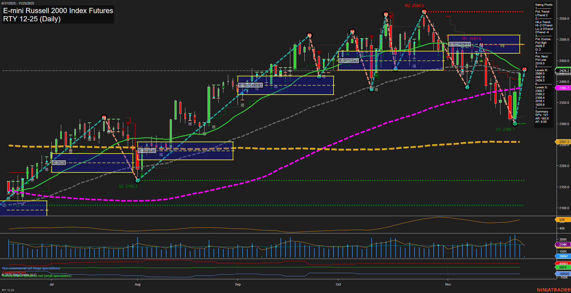 RTY E-mini Russell 2000 Index Futures Daily Chart Analysis: 2025-Nov-25 07:17 CT