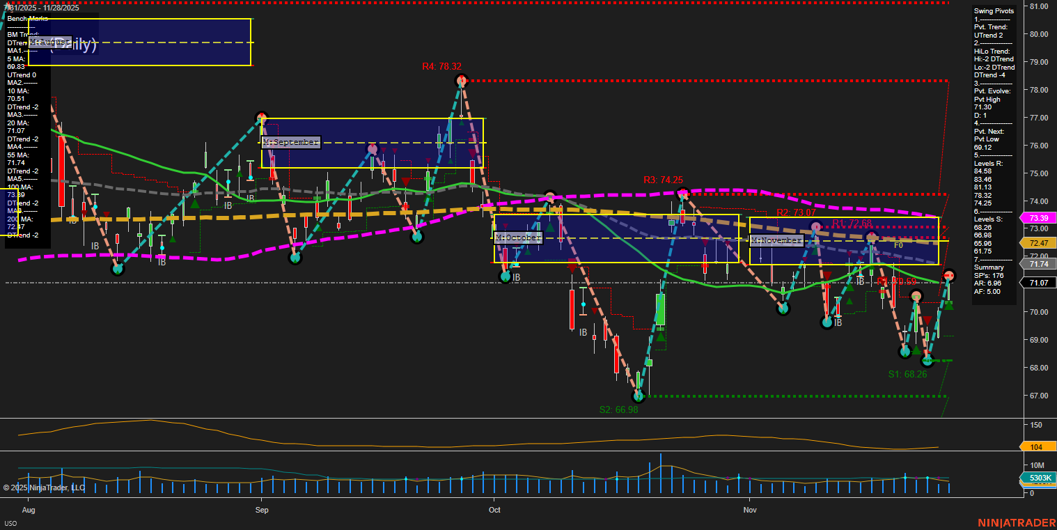 USO United States Oil Fund LP Daily Chart Analysis: 2025-Nov-30 18:15 CT