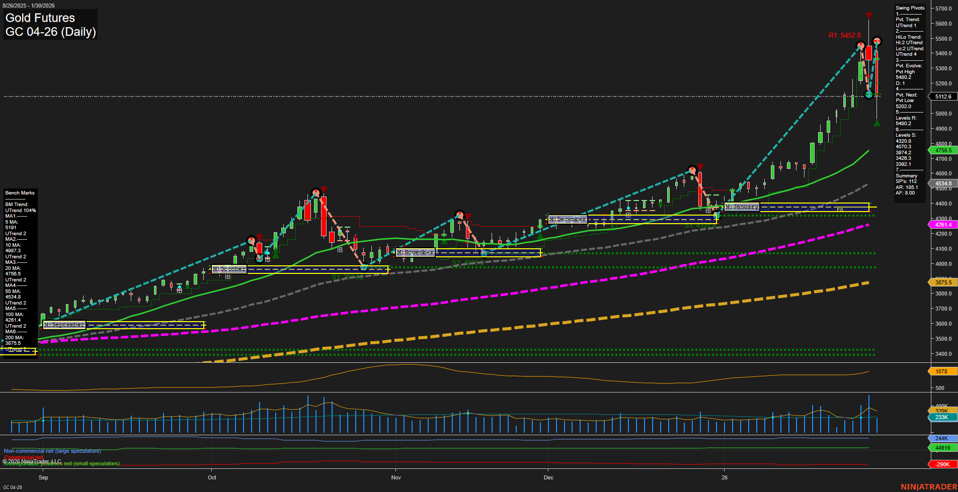 GC Gold Futures Daily Chart Analysis: 2026-Jan-30 07:11 CT