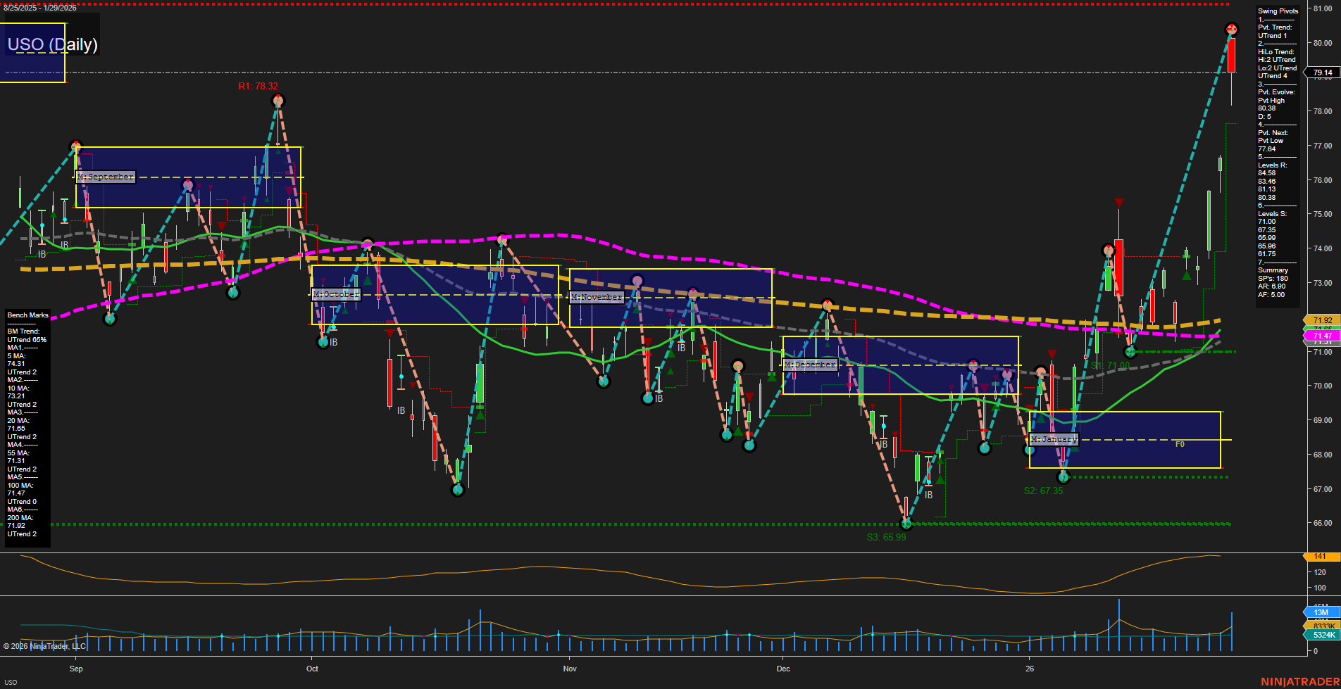 USO United States Oil Fund LP Daily Chart Analysis: 2026-Jan-30 07:20 CT