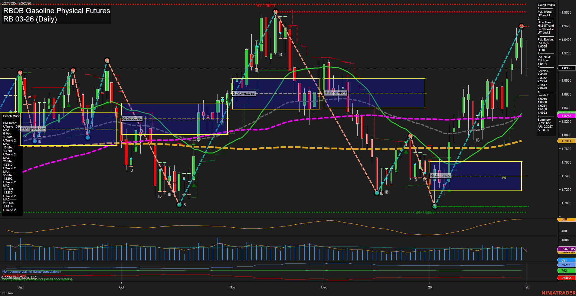 RB RBOB Gasoline Physical Futures Daily Chart Analysis: 2026-Feb-01 18:14 CT