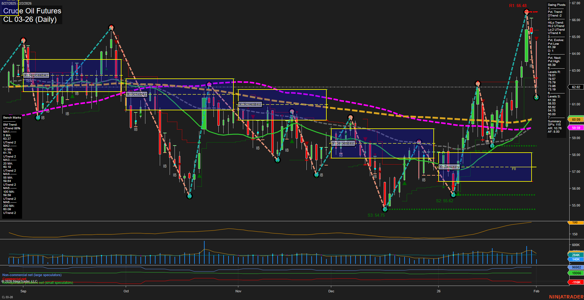 CL Crude Oil Futures Daily Chart Analysis: 2026-Feb-02 07:04 CT