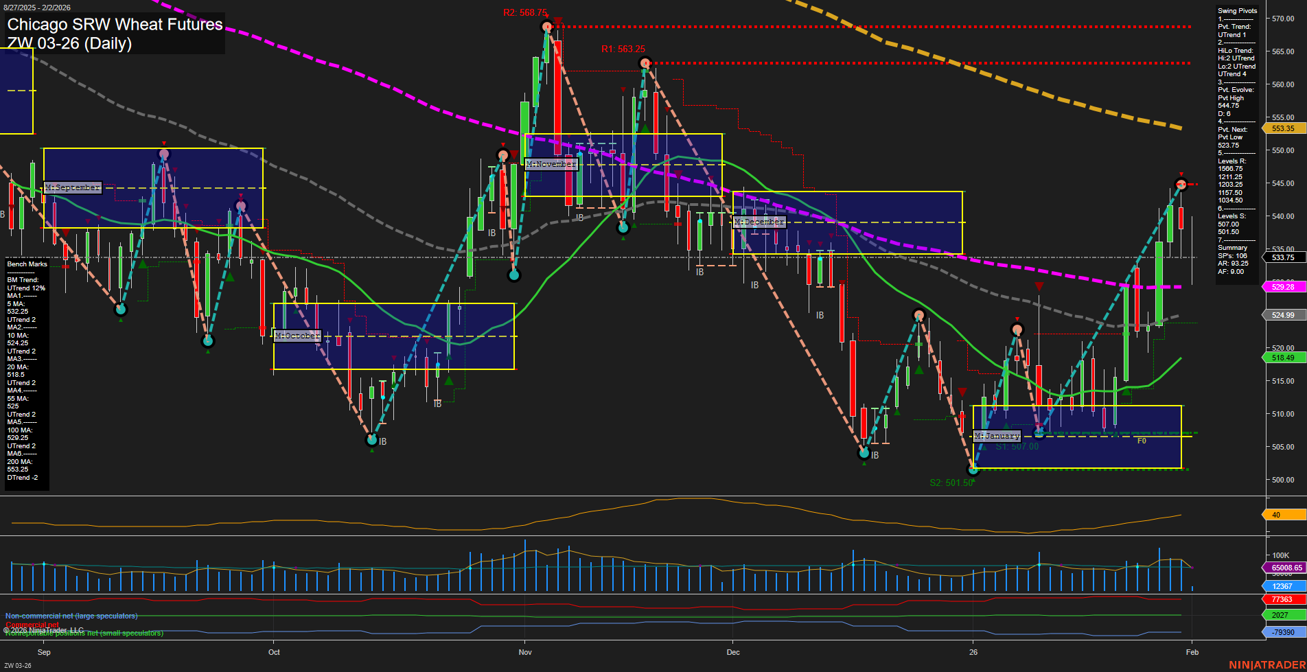 ZW Chicago SRW Wheat Futures Daily Chart Analysis: 2026-Feb-02 07:27 CT