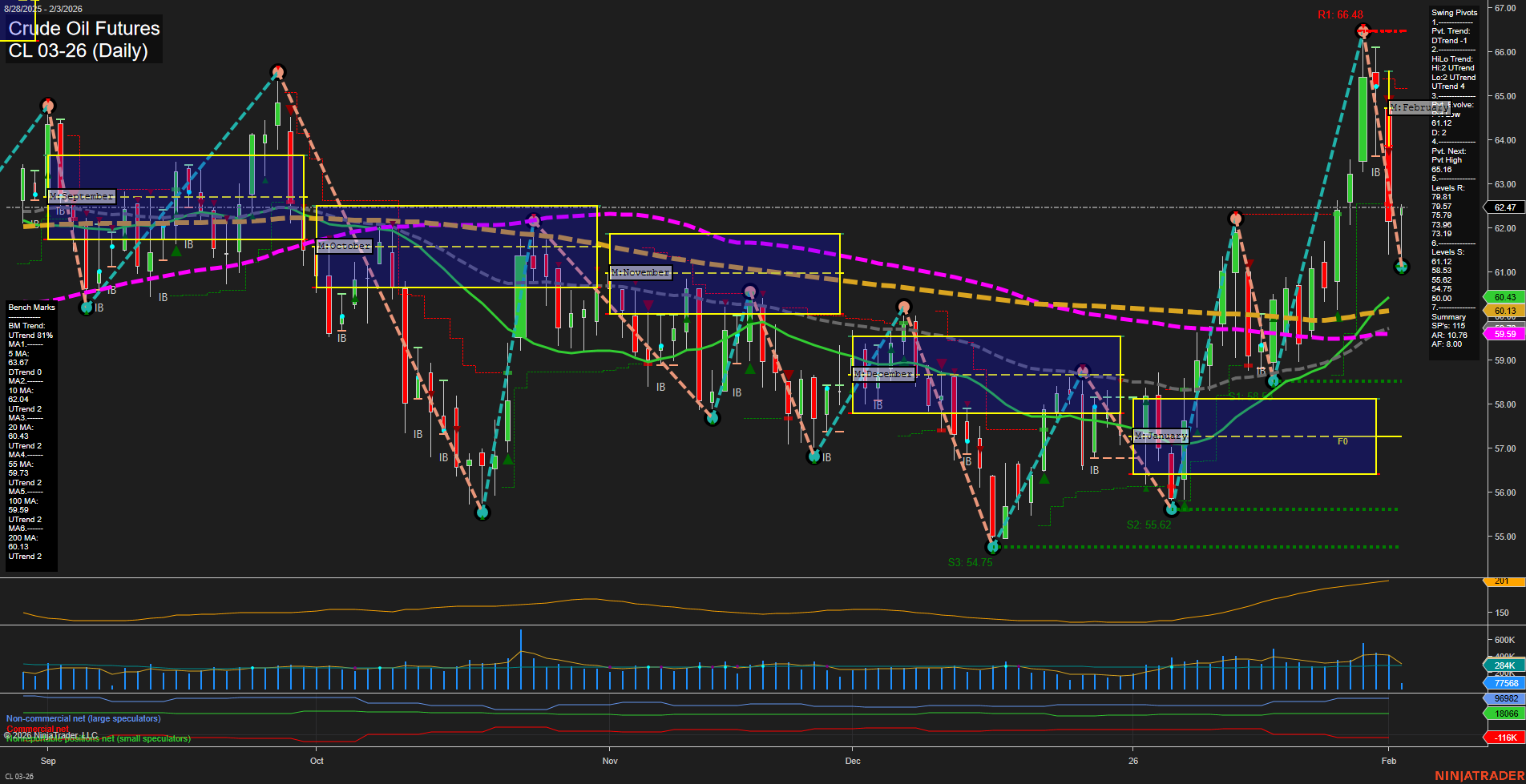 CL Crude Oil Futures Daily Chart Analysis: 2026-Feb-03 07:05 CT