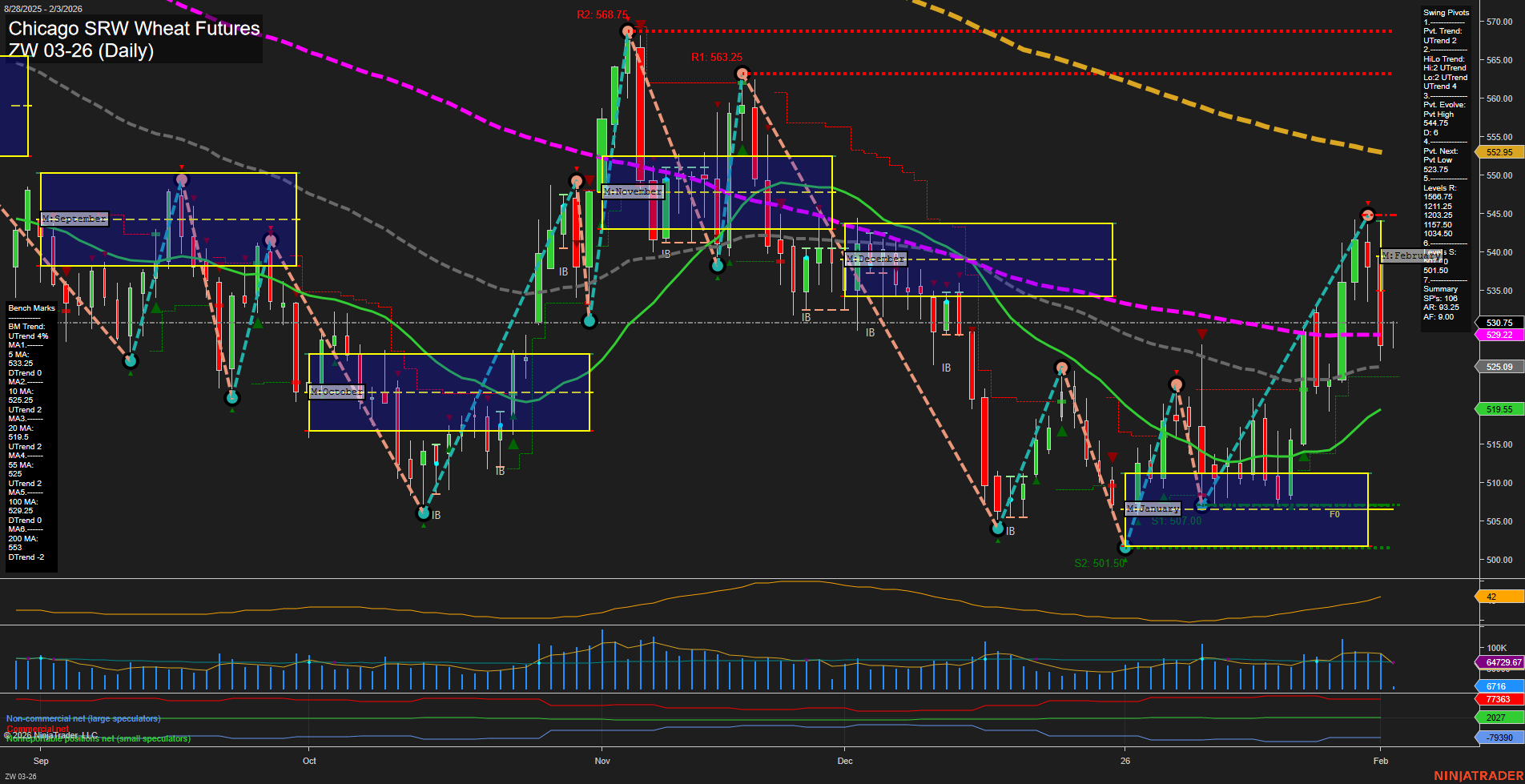 ZW Chicago SRW Wheat Futures Daily Chart Analysis: 2026-Feb-03 07:25 CT