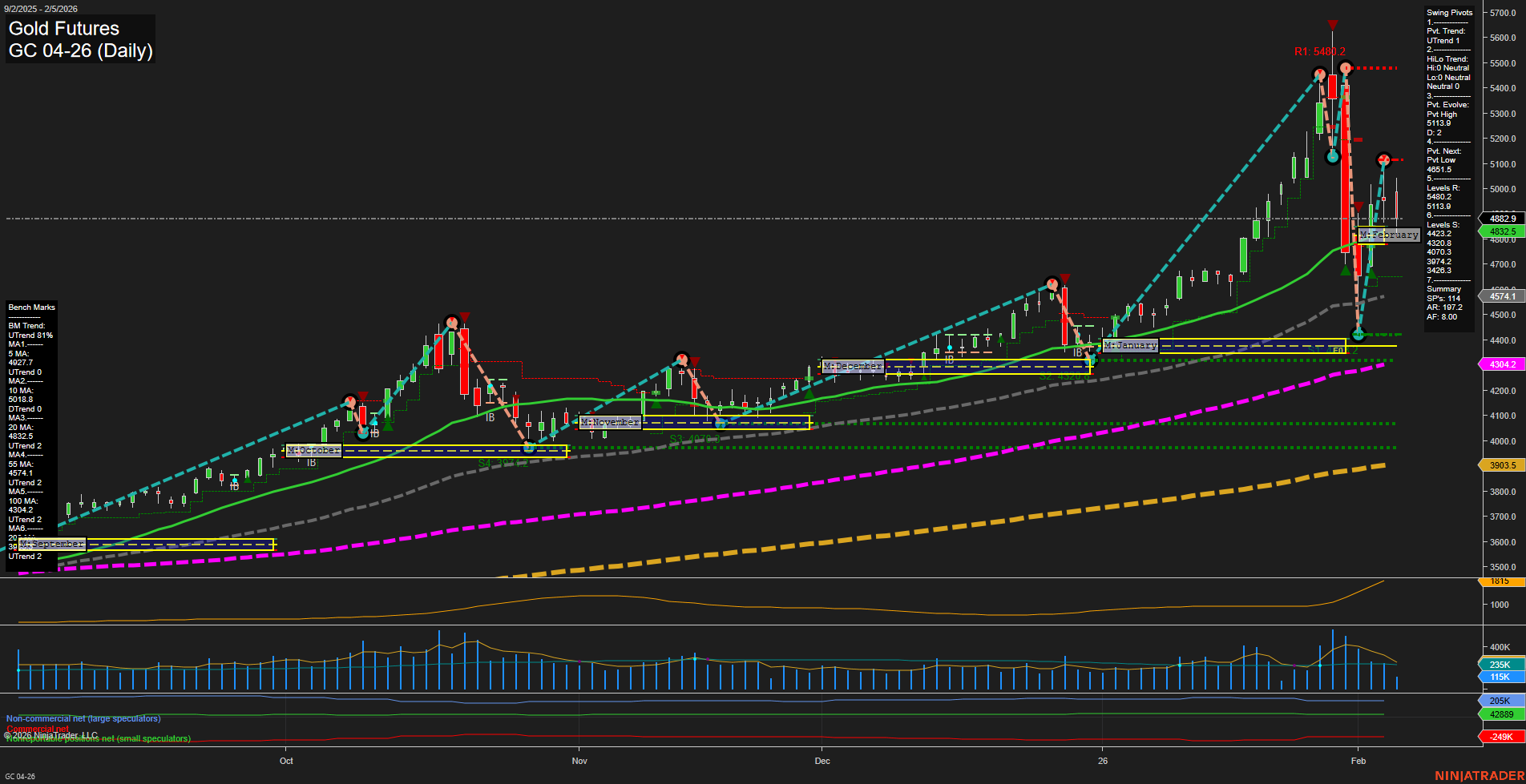 GC Gold Futures Daily Chart Analysis: 2026-Feb-05 07:10 CT