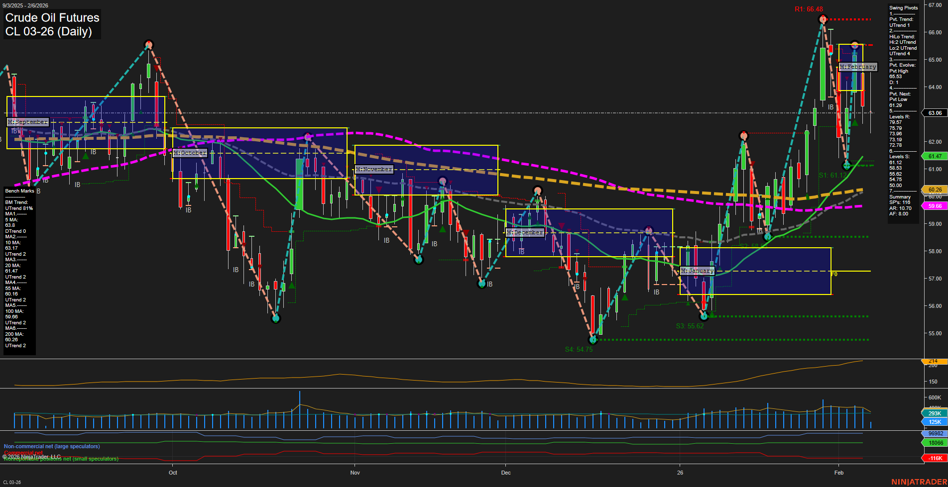 CL Crude Oil Futures Daily Chart Analysis: 2026-Feb-06 07:05 CT