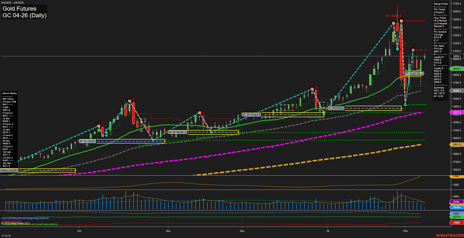 GC Gold Futures Daily Chart Analysis: 2026-Feb-09 07:12 CT