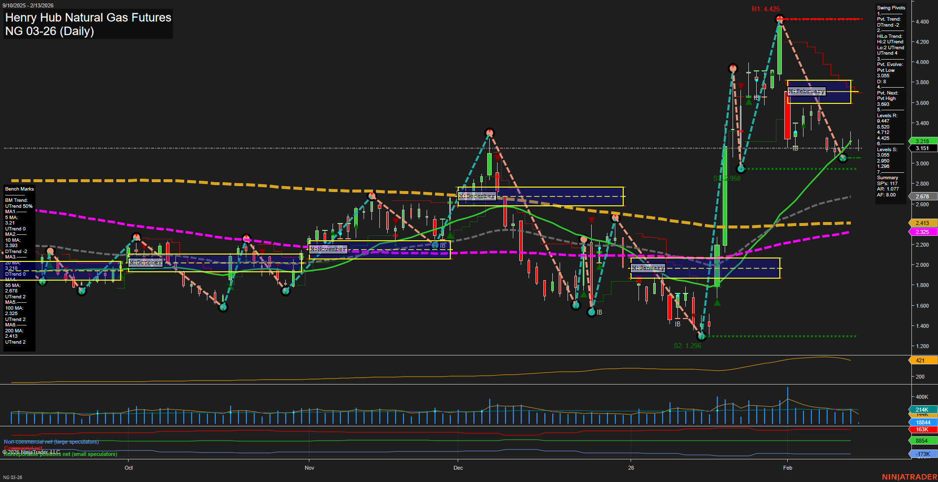 NG Henry Hub Natural Gas Futures Daily Chart Analysis: 2026-Feb-13 07:09 CT