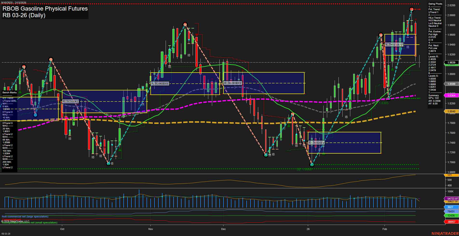 RB RBOB Gasoline Physical Futures Daily Chart Analysis: 2026-Feb-13 07:12 CT