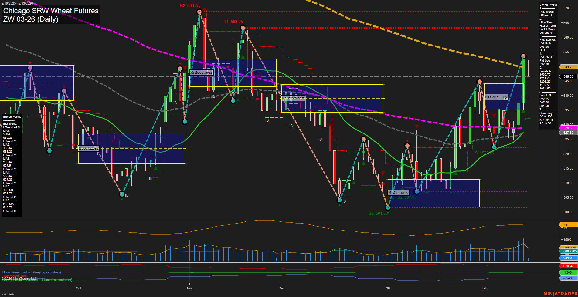 ZW Chicago SRW Wheat Futures Daily Chart Analysis: 2026-Feb-13 07:21 CT