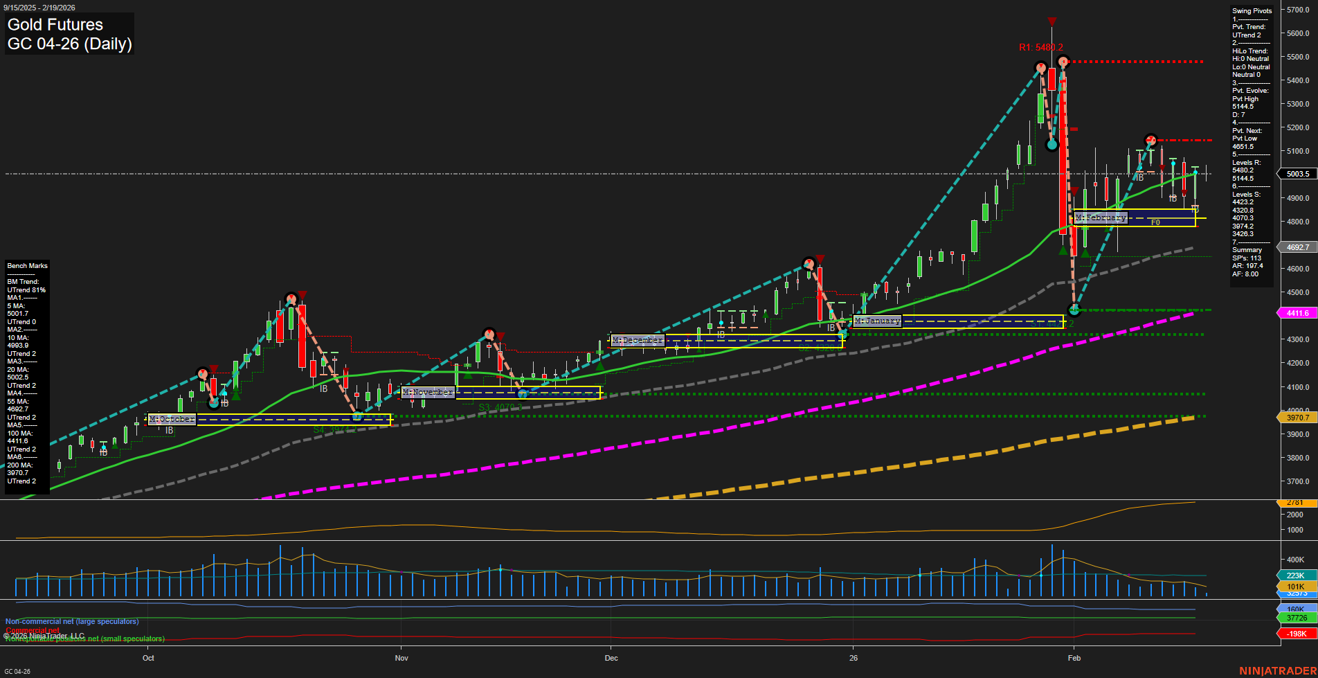 GC Gold Futures Daily Chart Analysis: 2026-Feb-19 07:10 CT