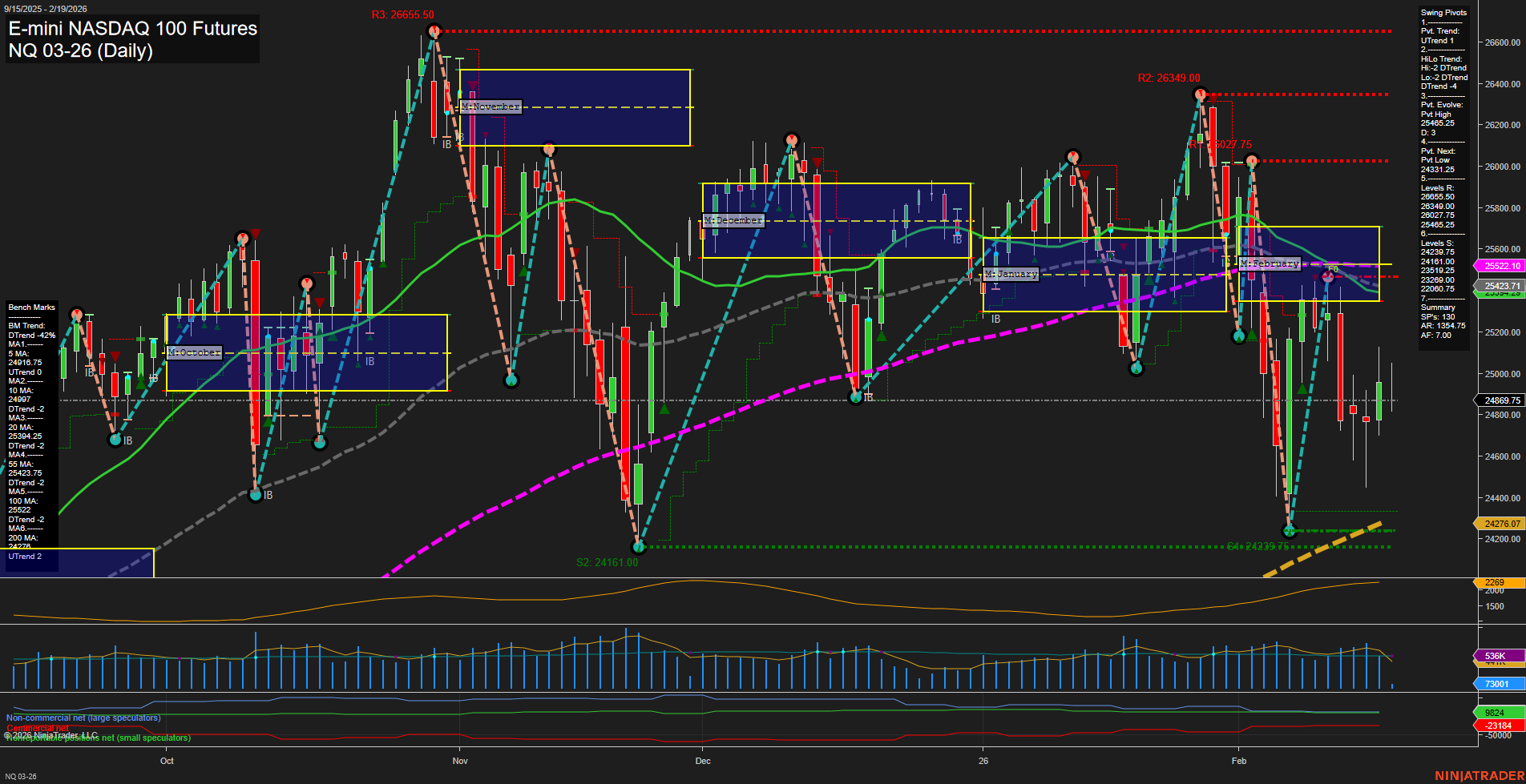 NQ E-mini NASDAQ 100 Futures Daily Chart Analysis: 2026-Feb-19 07:12 CT