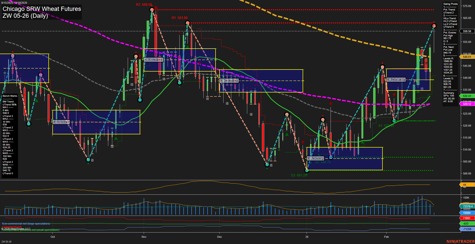 ZW Chicago SRW Wheat Futures Daily Chart Analysis: 2026-Feb-19 07:17 CT