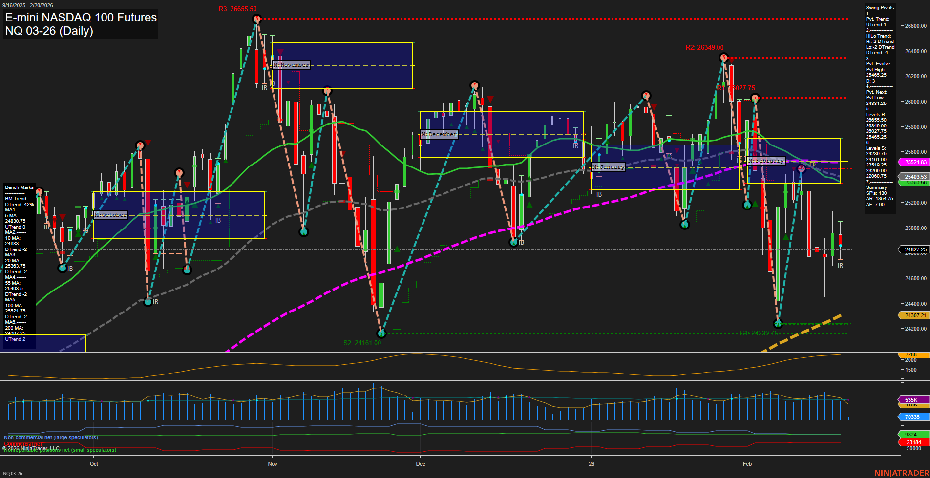 NQ E-mini NASDAQ 100 Futures Daily Chart Analysis: 2026-Feb-20 07:12 CT