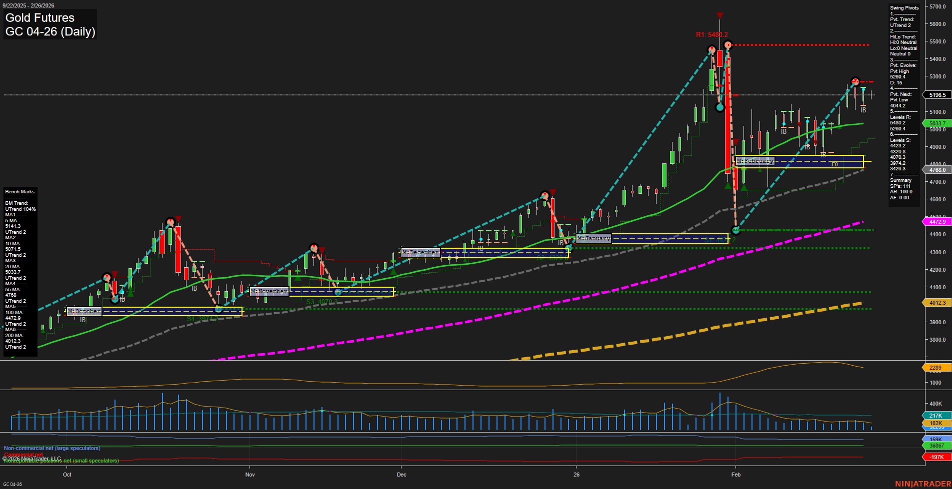 GC Gold Futures Daily Chart Analysis: 2026-Feb-26 07:07 CT